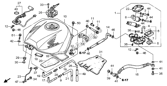 All parts for the Fuel Tank of the Honda VFR 800 2009