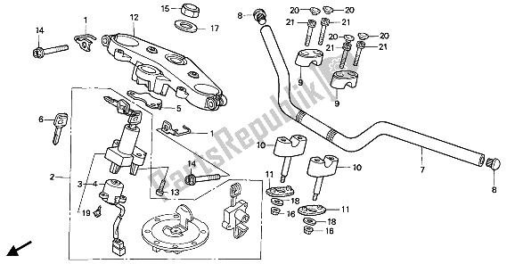 Tutte le parti per il Gestire Il Tubo E Il Ponte Superiore del Honda CB 1000F 1993