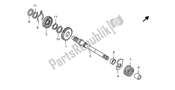 All parts for the Kick Starter Spindle of the Honda ANF 125 2011
