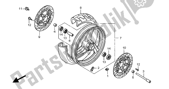 Tutte le parti per il Ruota Anteriore del Honda CB 600F Hornet 2005