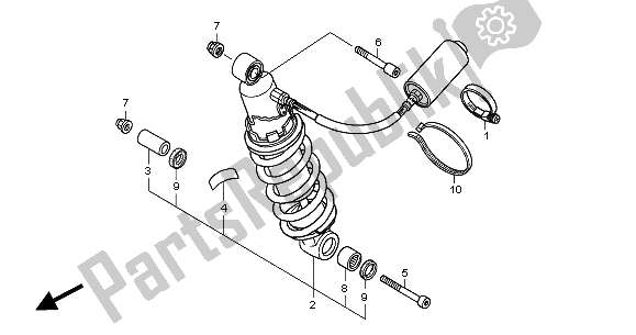 All parts for the Rear Cushion of the Honda CB 900F Hornet 2005