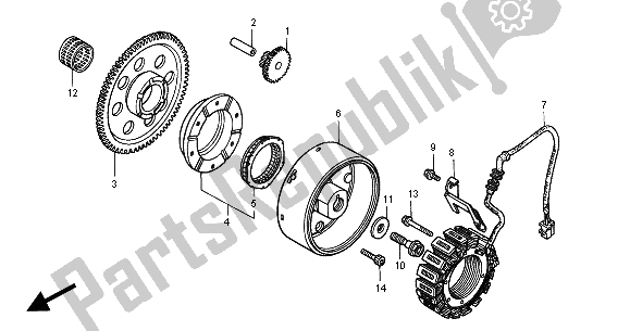 All parts for the Generator of the Honda VT 1100C2 2000