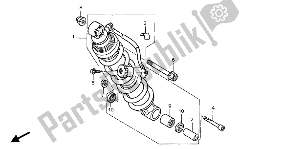 All parts for the Rear Cushion of the Honda NT 650V 2001