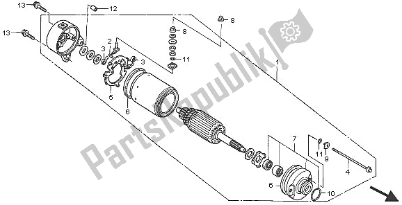 Todas as partes de Motor De Arranque do Honda TRX 350 FE Fourtrax 4X4 ES 2005