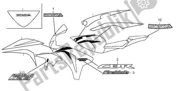 All parts for the Stripe & Mark of the Honda CBR 1000 RR 2011