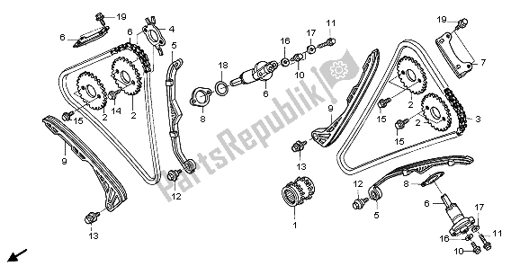 All parts for the Cam Chain & Tensioner of the Honda ST 1300A 2006