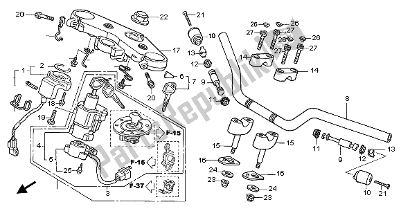 All parts for the Handle Pipe & Top Bridge of the Honda CB 1300F 2003