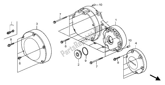 All parts for the Right Crankcase Cover of the Honda VTX 1300S 2003