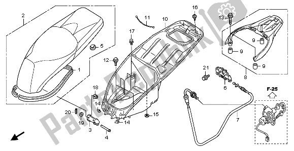All parts for the Seat & Luggage Box of the Honda SH 150D 2009