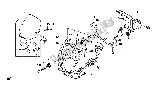 All parts for the Front Cowl of the Honda CBF 125M 2011