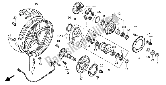 Todas as partes de Roda Traseira do Honda VFR 800 2002