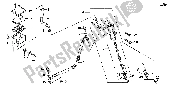 All parts for the Rr. Brake Master Cylinder of the Honda TRX 300 EX Sporttrax 2001