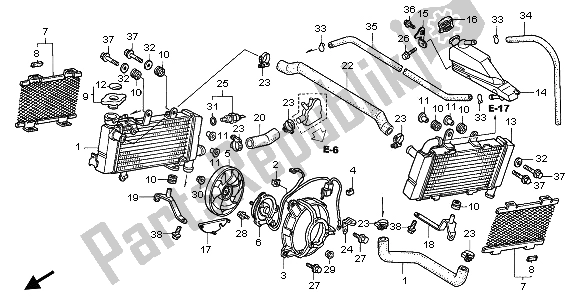 All parts for the Radiator of the Honda VTR 1000F 2003