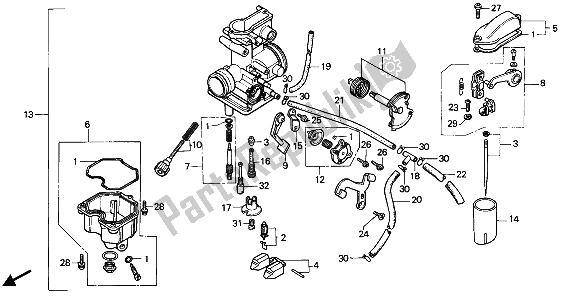 Toutes les pièces pour le Carburateur du Honda XR 250R 1988