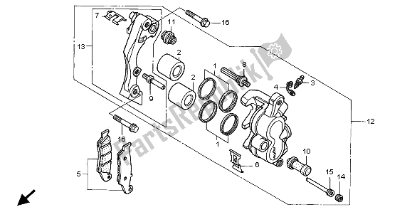 Toutes les pièces pour le étrier De Frein Avant du Honda CR 250R 2001