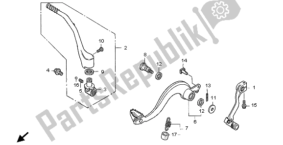 All parts for the Pedal & Kick Starter Arm of the Honda CRF 250R 2009