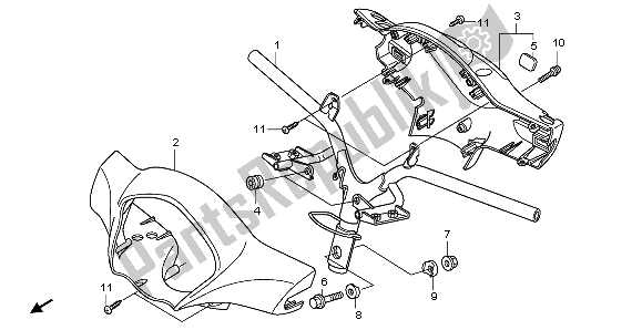 All parts for the Handle Pipe & Handle Cover of the Honda PES 150R 2008
