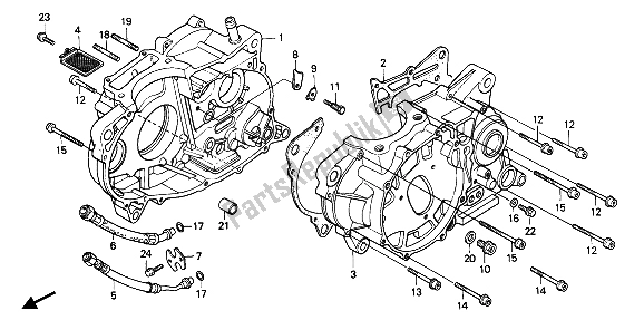 All parts for the Crankcase of the Honda XR 600R 1985