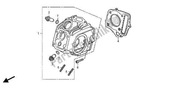 All parts for the Cylinder Head of the Honda CRF 50F 2012