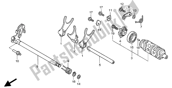 All parts for the Gearshift Drum of the Honda VTR 1000F 1997