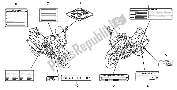 Todas as partes de Etiqueta De Cuidado do Honda CBF 1000A 2009