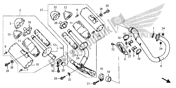 Alle onderdelen voor de Uitlaatdemper van de Honda CRF 450R 2013