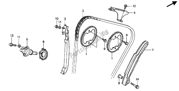 All parts for the Cam Chain & Tensioner of the Honda CBR 600F 1994