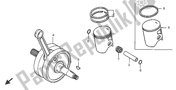 All parts for the Crankshaft of the Honda CR 250R 2005