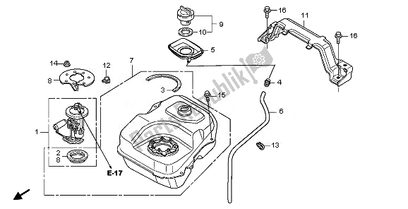 All parts for the Fuel Tank of the Honda SH 125 2011