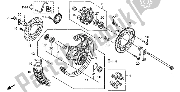 Tutte le parti per il Ruota Posteriore del Honda XL 700 VA Transalp 2008