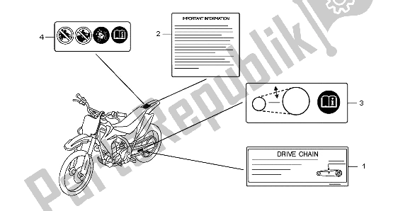 Todas las partes para Etiqueta De Precaución de Honda CRF 150R SW 2009