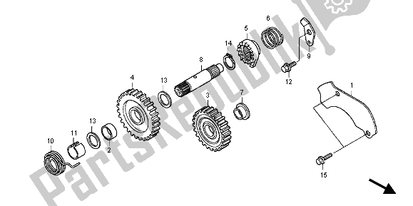 All parts for the Kick Starter Spindle of the Honda CRF 150 RB LW 2012