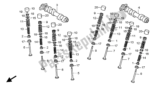 All parts for the Camshaft & Valve (rear) of the Honda VFR 800A 2002
