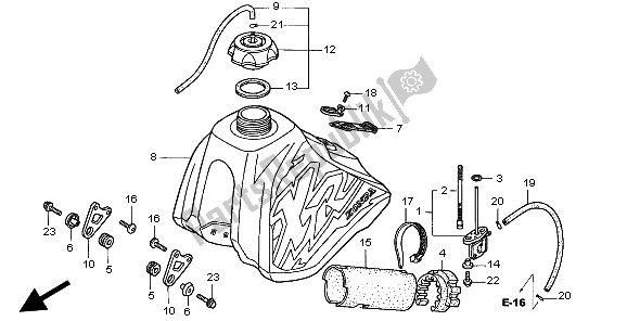 All parts for the Fuel Tank of the Honda XR 400R 1999