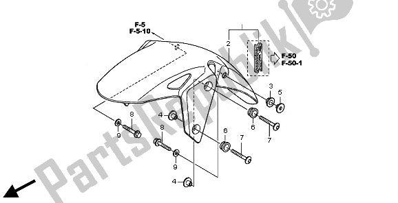 Tutte le parti per il Parafango Anteriore del Honda CBR 250R 2011