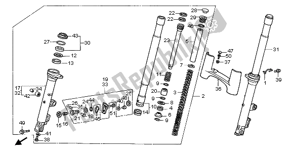 Todas as partes de Garfo Dianteiro do Honda GL 1500A 1997