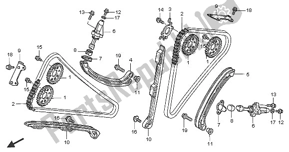 Alle onderdelen voor de Nokkenketting & Spanner van de Honda VFR 800 2005