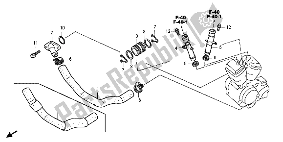 Alle onderdelen voor de Waterpijp van de Honda VT 750C2B 2012
