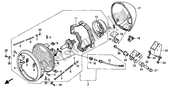 Alle onderdelen voor de Koplamp (uk) van de Honda VT 600C 1994