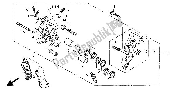 All parts for the Front Brake Caliper (r.) of the Honda XL 1000 VA 2004