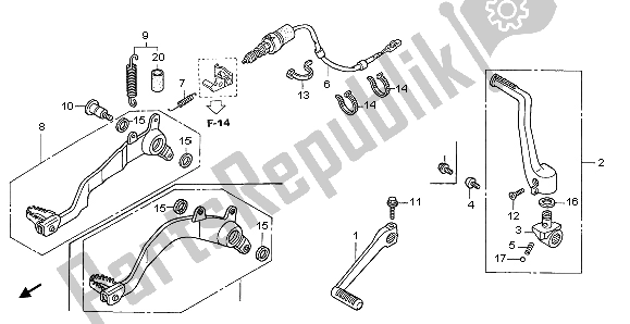 Todas las partes para Pedal de Honda TRX 450R Sportrax 37 KW TE 30U Australia 2004