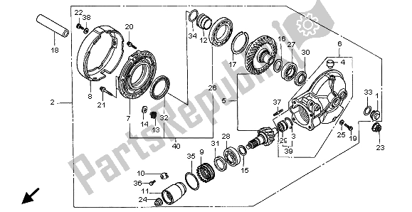 All parts for the Final Driven Gear of the Honda VT 1100C3 1998