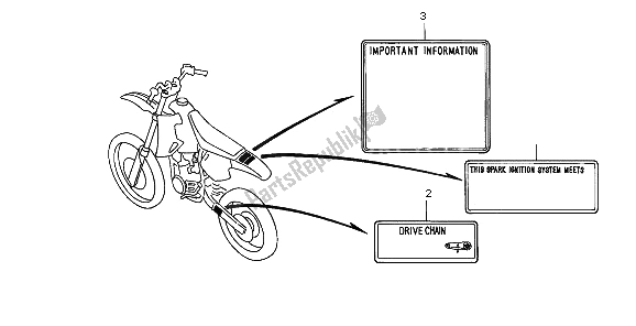 Todas las partes para Etiqueta De Precaución de Honda CR 80 RB LW 1996