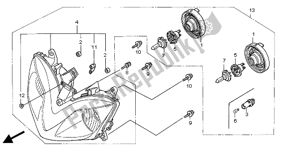 Tutte le parti per il Faro (uk) del Honda CBR 600F 2004