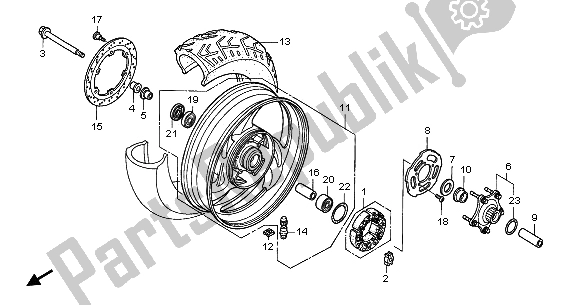 All parts for the Rear Wheel of the Honda NT 650V 2003