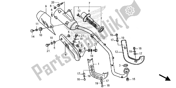 Alle onderdelen voor de Uitlaatdemper van de Honda CRF 110F 2014