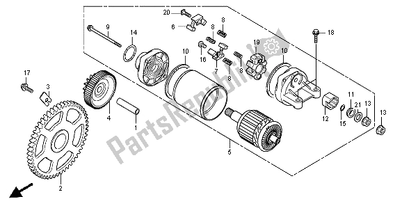 All parts for the Starting Motor of the Honda SH 300 2008