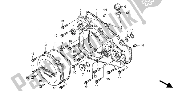 All parts for the R. Crankcase Cover of the Honda CRF 250R 2008