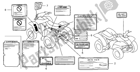 Toutes les pièces pour le étiquette D'avertissement du Honda TRX 300 EX Sportrax 2006