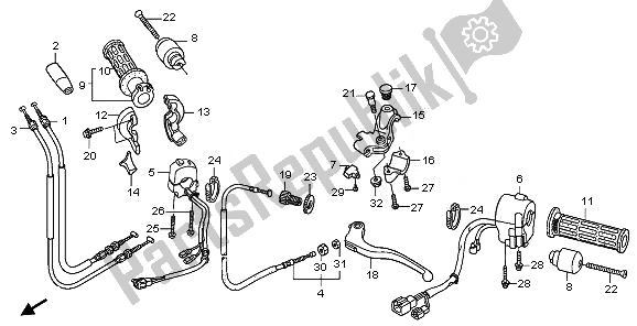 Alle onderdelen voor de Handvat Hendel & Schakelaar & Kabel van de Honda XL 125V 2008